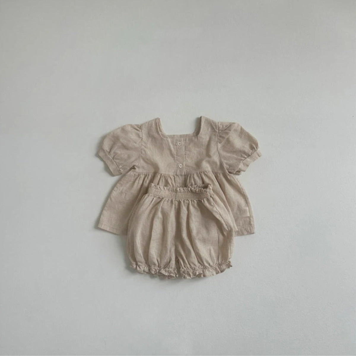 Arrival Summer Baby Kids Girls Short Sleeves Square Neck Shirt and Shorts Clothing Set
