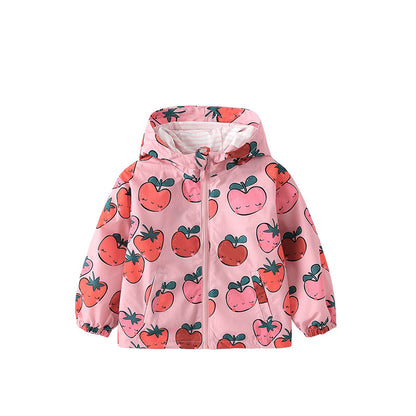 Arrival European and American Style Girls’ Hooded Zip-up Fruits Cartoon Pattern Coat with Long Sleeves, MyKids-USA®, Baby & Toddler Coats & Jackets, MyKids-USA - Size/Age - 100 (2-3Y) - Color - Pink -  -  - TR2509192250-A