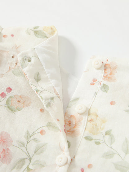 Spring Arrival Baby Girls Flowers Pattern Long Sleeved Onesies with Hat, MyKids-USA®, Baby One-Pieces, MyKids-USA -  -  -  -  -  -  - 