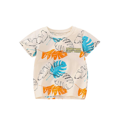 Baby Boy Leaves Pattern Short Sleeve Quality T-Shirt