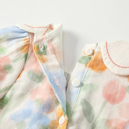 Arrival Spring Baby Girls Flowers Pattern Long Sleeves Embroidered Collar Bodysuit, MyKids-USA®, Bodysuits, MyKids-USA -  -  -  -  -  -  - .