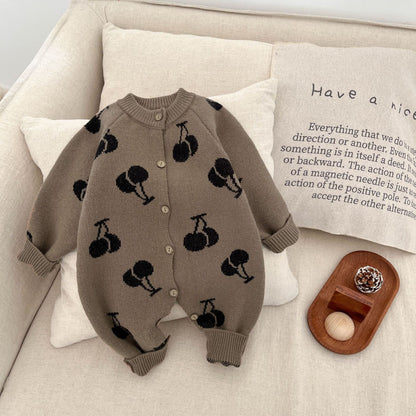 Spring New Arrival Baby Unisex Long Sleeves Jacquard Pattern Kintted Rompers, MyKids-USA®, Baby One-Pieces, MyKids-USA - Size/Age - 66 (3-6M) - Color - Grey -  -  - TR2503012333.