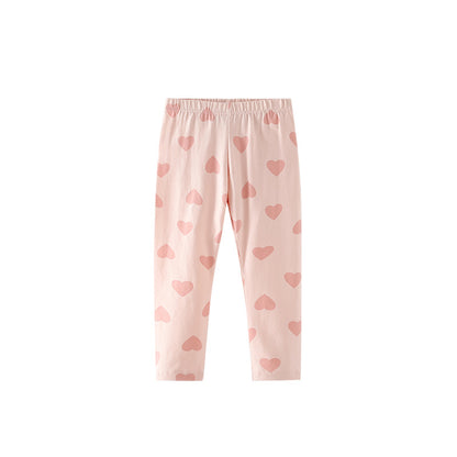 Autumn Arrival Baby Kids Girls Hearts Pattern Casual Pants, MyKids-USA®, Trousers, MyKids-USA - Size/Age - 100 (2-3Y) - Color - Pink -  -  - TR2509182316-A