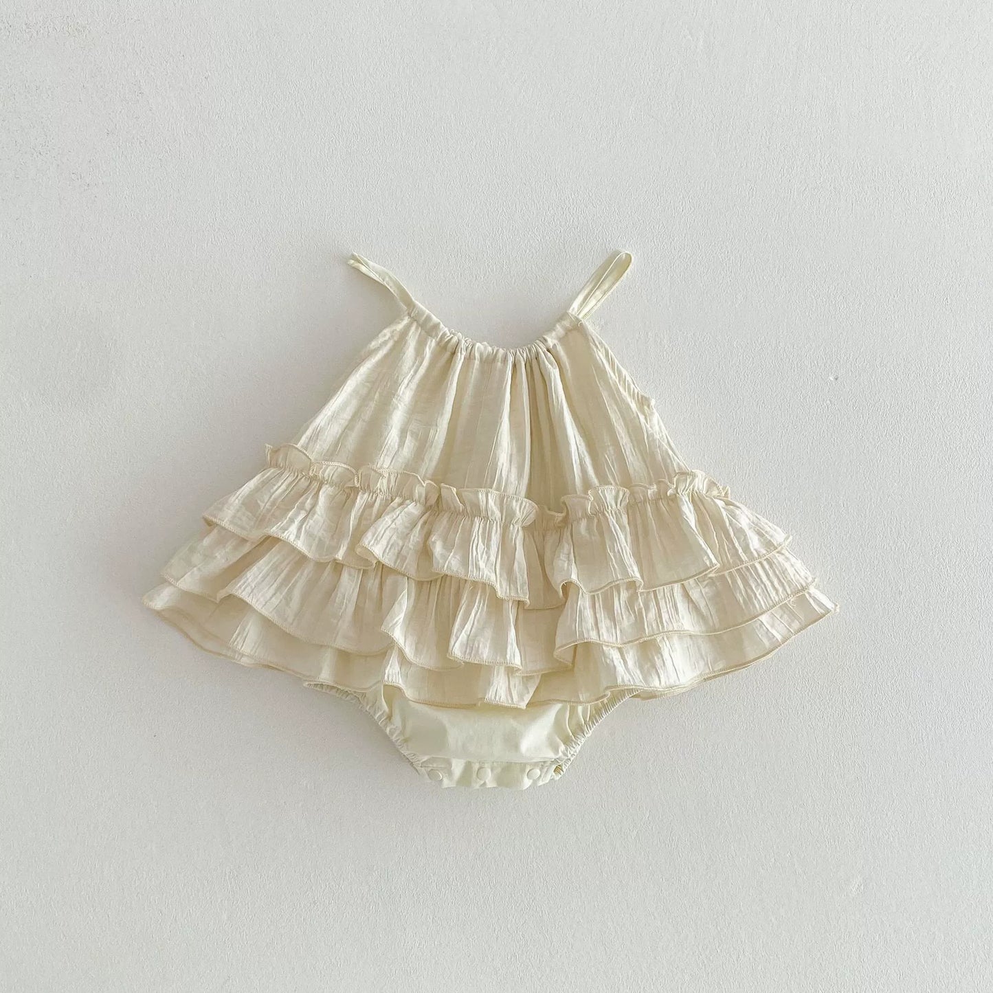 Summer Arrival Baby Girls Apricot Sleeveless Plain Dress Design Strap Onesies, MyKids-USA®, Baby One-Pieces, MyKids-USA -  -  -  -  -  -  - 