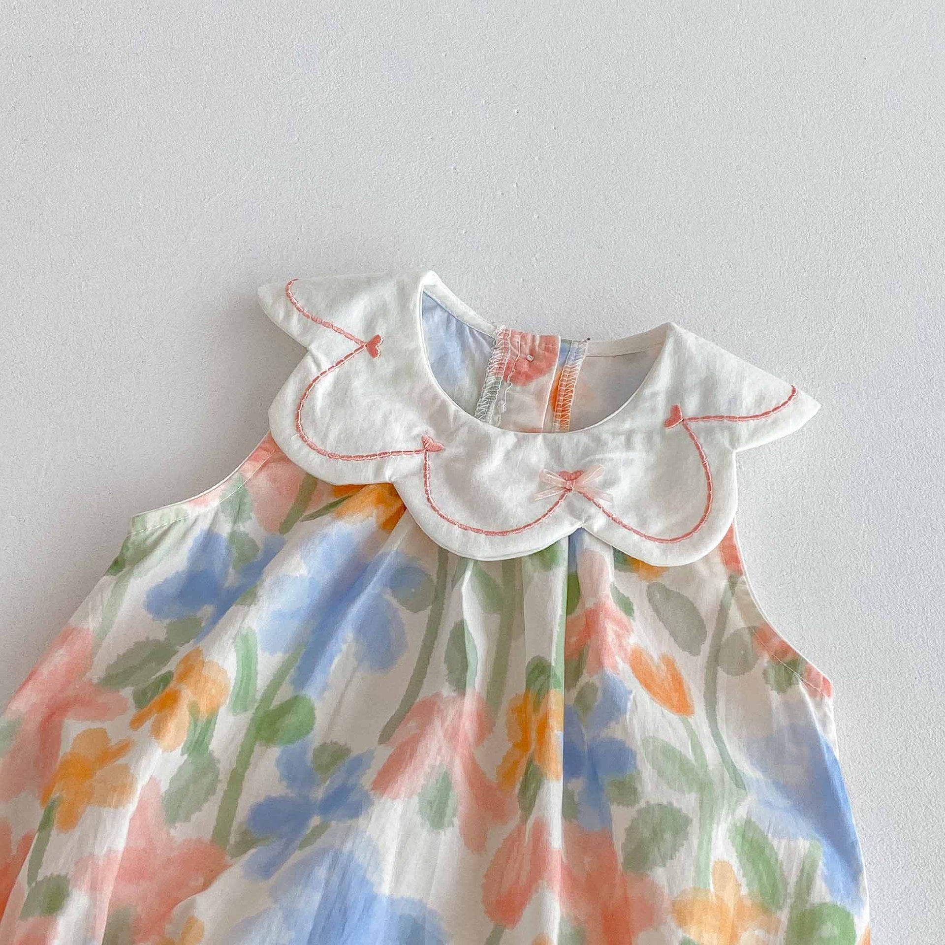 Summer Arrival Baby Girls Cute Sleeveless Colorful Flowers Pattern Onesies with Collar, MyKids-USA®, Baby One-Pieces, MyKids-USA -  -  -  -  -  -  - 