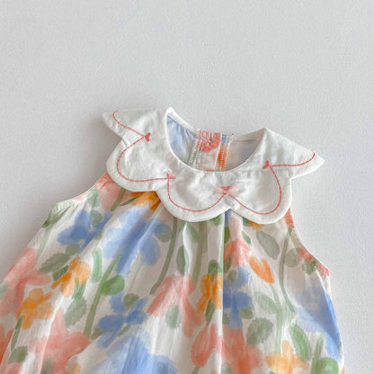 Summer Arrival Baby Girls Cute Sleeveless Colorful Flowers Pattern Onesies with Collar, MyKids-USA®, Baby One-Pieces, MyKids-USA -  -  -  -  -  -  - 