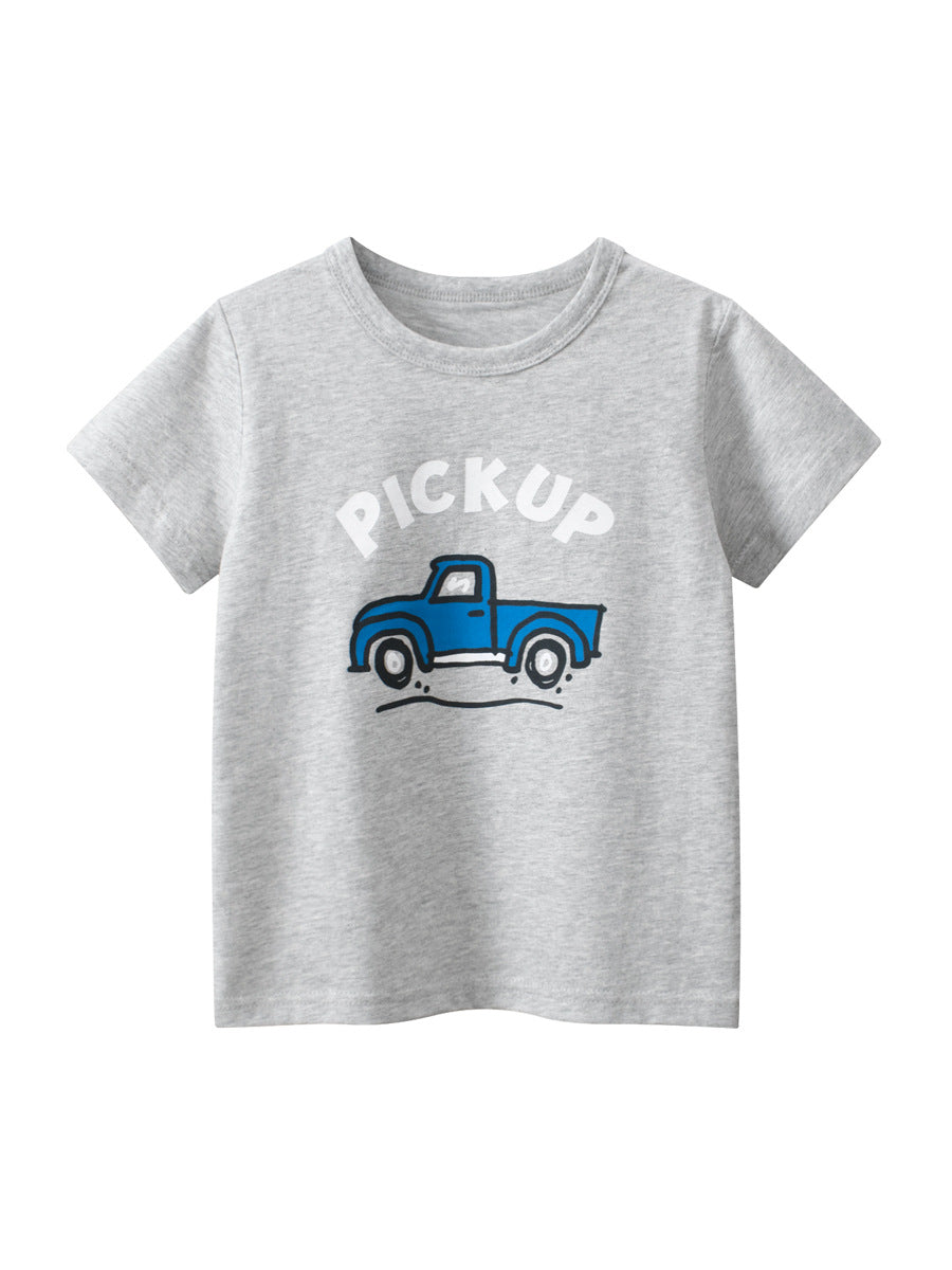 Boys’ Pick-Up Truck Print T-Shirt In European And American Style For Summer