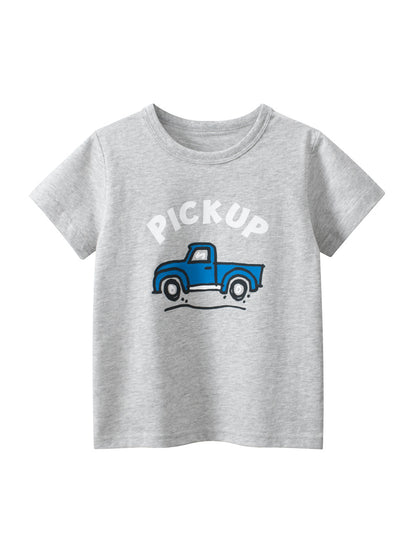 Boys’ Pick-Up Truck Print T-Shirt In European And American Style For Summer