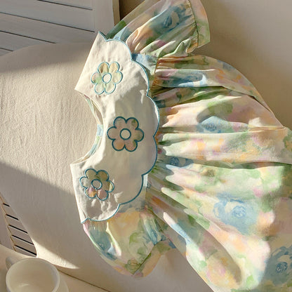 Summer Baby Kids Girls Short Sleeves Oil-Painting Flowers Pattern Dress, MyKids-USA®, Baby & Toddler Dresses, MyKids-USA -  -  -  -  -  -  - 