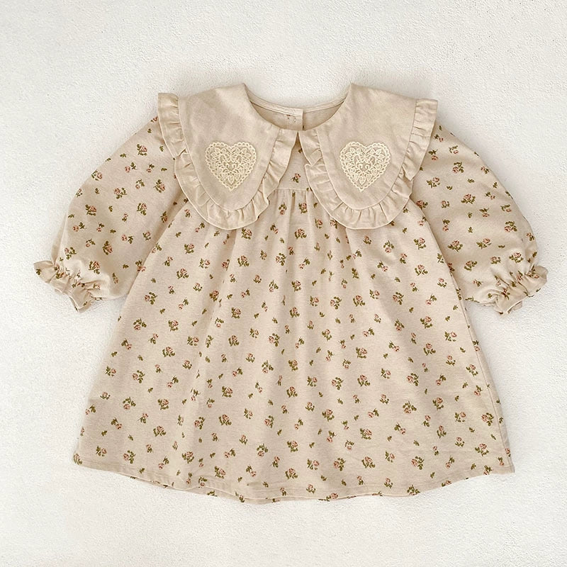 Autumn Baby Girls French-style Flowers Pattern Long Sleeves Onesies and Dress with Collar – Princess Sister Matching Set, MyKids-USA®, Baby & Toddler Outfits, MyKids-USA - Size/Age - 66 (3-6M) - Color - Brown -  -  - TR2507212154-A