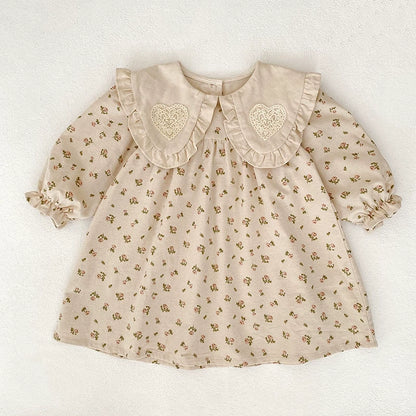 Autumn Baby Girls French-style Flowers Pattern Long Sleeves Onesies and Dress with Collar – Princess Sister Matching Set, MyKids-USA®, Baby & Toddler Outfits, MyKids-USA - Size/Age - 66 (3-6M) - Color - Brown -  -  - TR2507212154-A