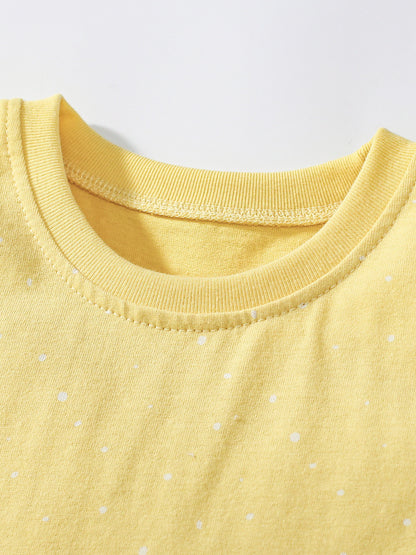 Summer Arrival Girls’ Rabbits Pattern Crew Neck Short Sleeves Yellow Dress, MyKids-USA®, Baby & Toddler Dresses, MyKids-USA -  -  -  -  -  -  - 