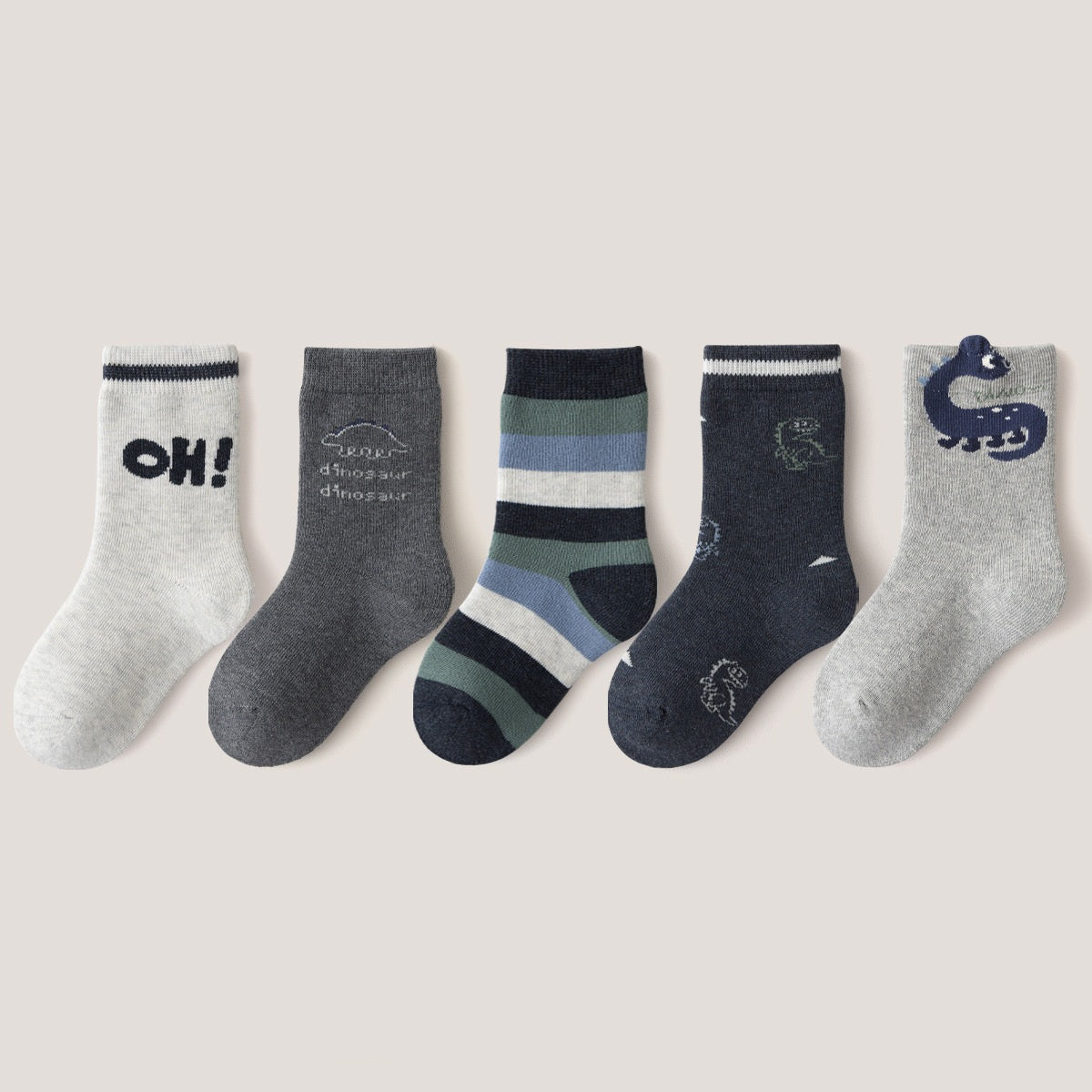 Winter Arrival Baby Kids Unisex Breathable Simple Cute Pattern Socks 1 Lot=5-Pair Set, MyKids-USA®, Baby & Toddler Socks & Tights, MyKids-USA - Size/Age - S (1-3Y) - Color - Grey -  -  - TR2512301315-D.