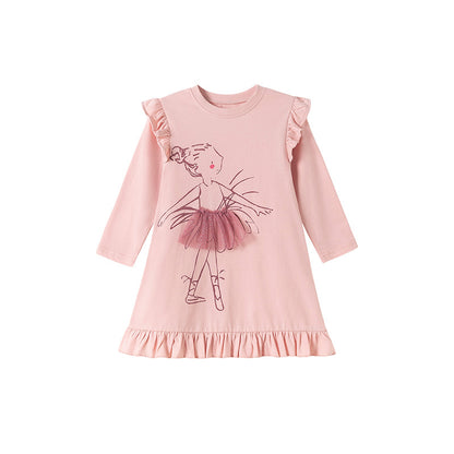 Autumn and Spring Arrival Tulle Decorated Fairy Cartoon Pattern Long Sleeves Dress for Stylish Girls, MyKids-USA®, Baby & Toddler Dresses, MyKids-USA -  -  -  -  -  -  - 