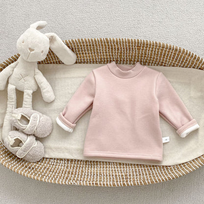 Autumn and Winter Arrival Baby Kids Unisex Long Sleeves Solid Color Fleece-lined Warm Top, MyKids-USA®, Baby & Toddler Tops, MyKids-USA - Size/Age - 73 (6-9M) - Color - Pink -  -  - TR2511302251-C