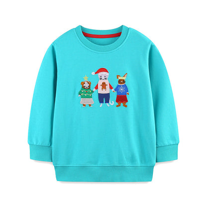 Autumn and Spring Arrival Animals Cartoon Pattern Long Sleeves Pullover for Kids