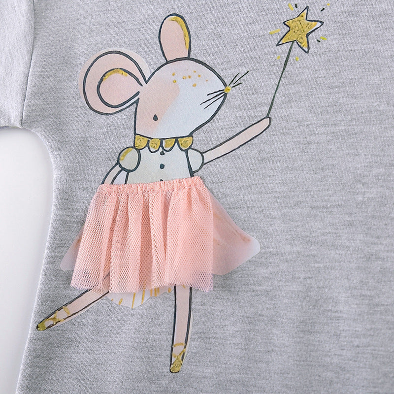 Spring and Autumn Girls Animals Cartoon Pattern Long Sleeves Tulle Decorated Sweatshirt and Pink Pants Clothing Set, MyKids-USA®, Baby & Toddler Outfits, MyKids-USA -  -  -  -  -  -  - 