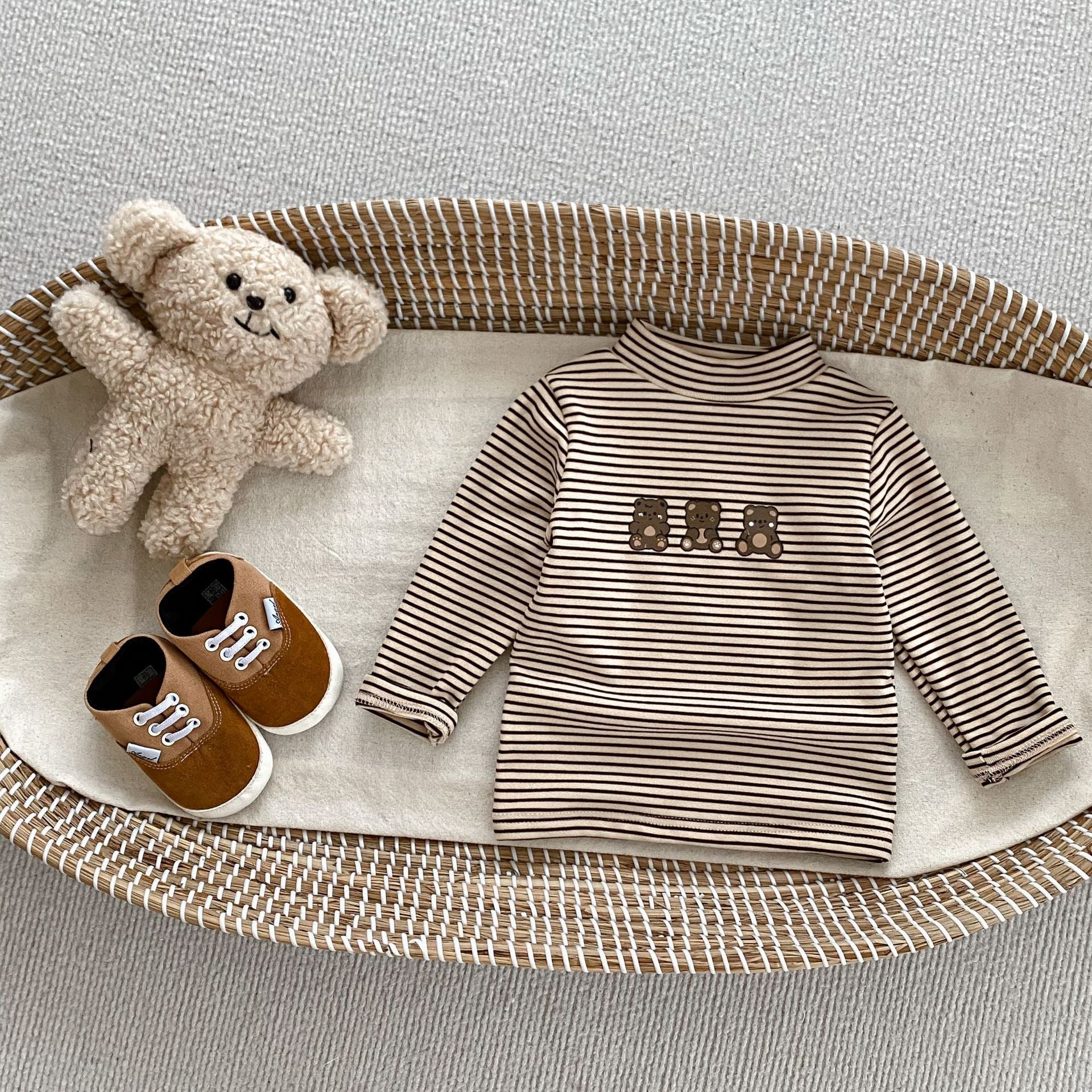 Arrival Autumn Baby Unisex Long Sleeves Striped Teddy Top Shirt and Denim Jeans – Matching Set, MyKids-USA®, Baby & Toddler Outfits, MyKids-USA -  -  -  -  -  -  - 