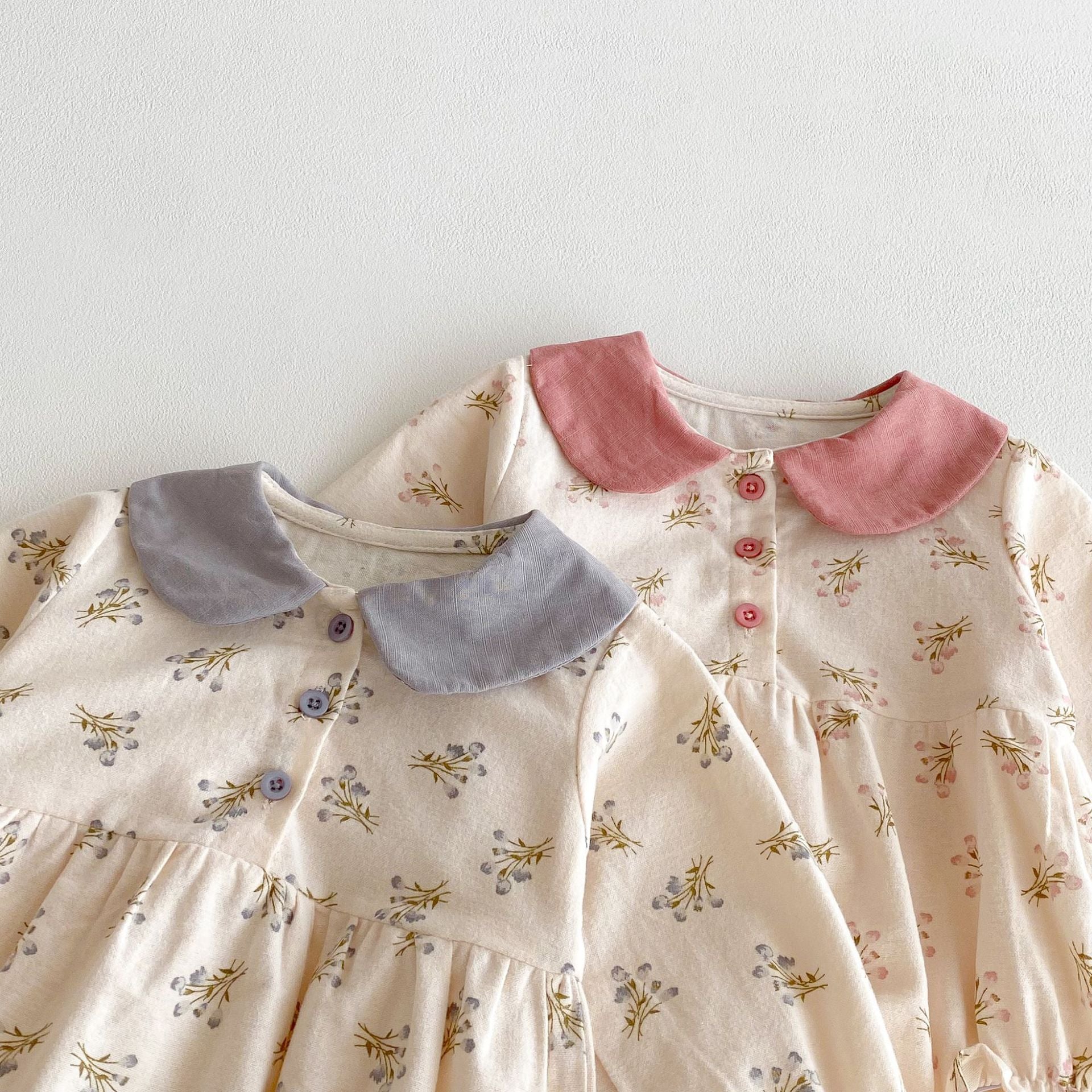 Autumn Arrival Baby Girls Long Sleeves Flowers Pattern Peter Pan Collar Onesies, MyKids-USA®, Baby One-Pieces, MyKids-USA -  -  -  -  -  -  - 