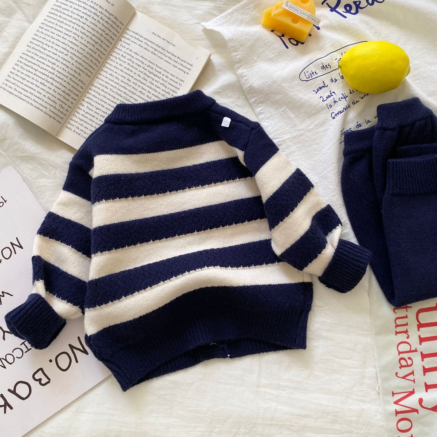 Autumn and Winter Arrival Baby Kids Unisex Long Sleeves Striped Pattern Crew Neck Knitted Cardigan and Pants Clothing Sets, MyKids-USA®, Baby & Toddler Outfits, MyKids-USA -  -  -  -  -  -  - 