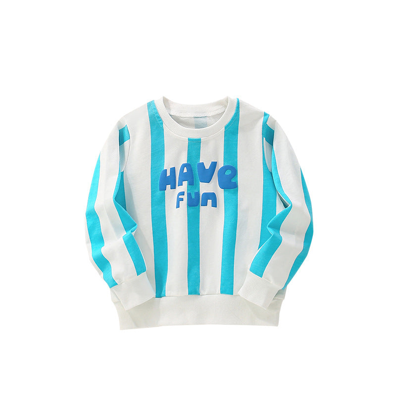 Striped and Letters Pattern Long Sleeves Pullover for Boys, MyKids-USA®, Baby & Toddler Outerwear, MyKids-USA - Size/Age - 100 (2-3Y) - Color - Blue -  -  - TR2509172234-A