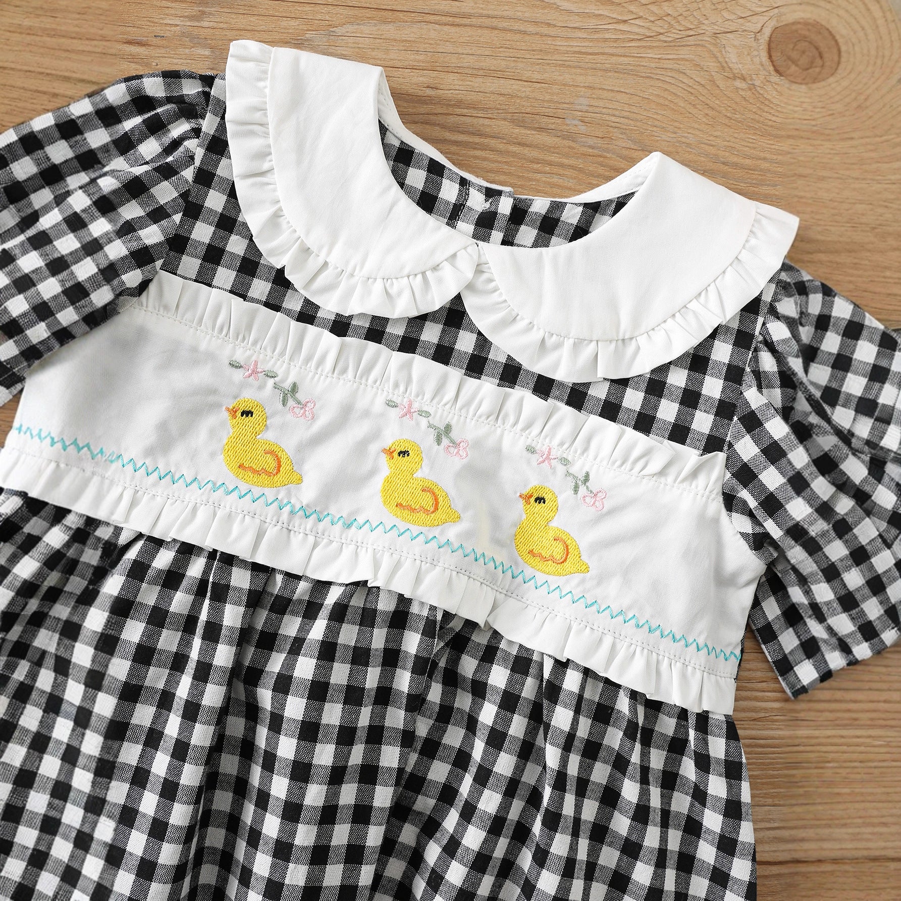 Arrival Autumn Girls Duck and Plaid Pattern Long Sleeves Dress with Collar, MyKids-USA®, Baby & Toddler Dresses, MyKids-USA -  -  -  -  -  -  - 