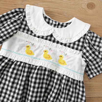 Arrival Autumn Girls Duck and Plaid Pattern Long Sleeves Dress with Collar, MyKids-USA®, Baby & Toddler Dresses, MyKids-USA -  -  -  -  -  -  - 