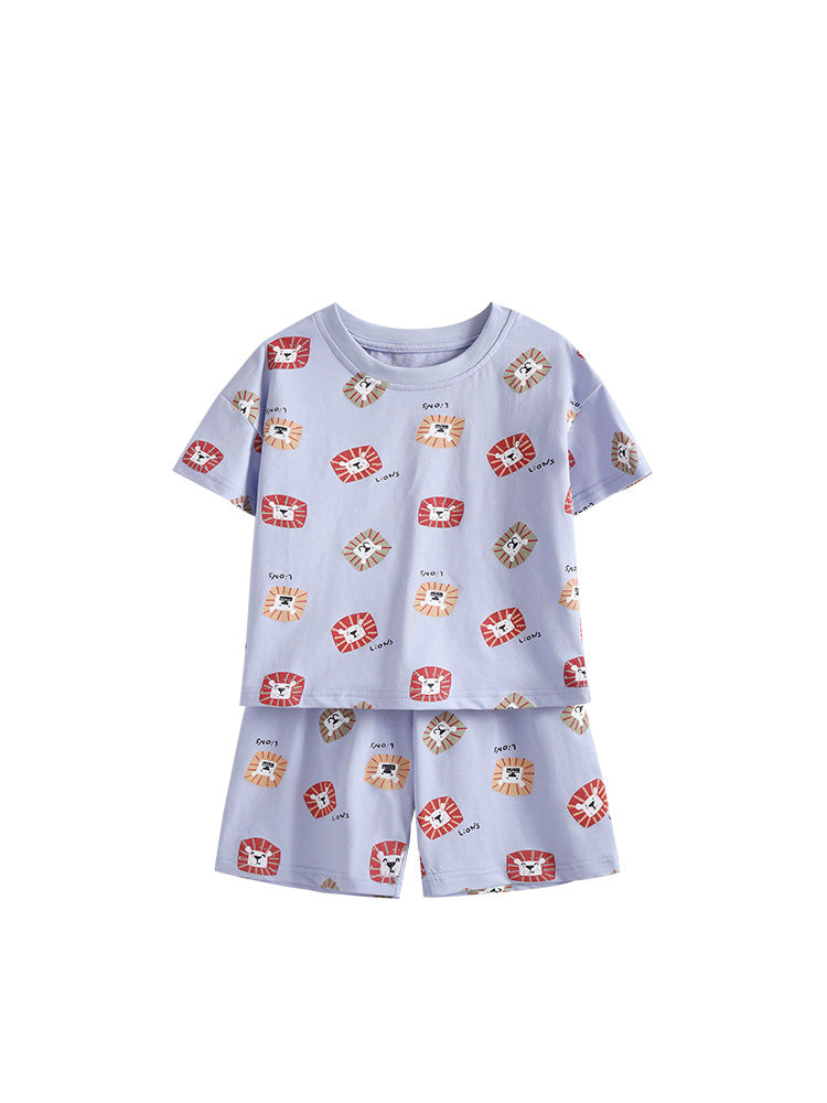 Arrival Summer Baby Kids Boys Short Sleeves Lions Pattern T-shirt and Shorts Clothing Set