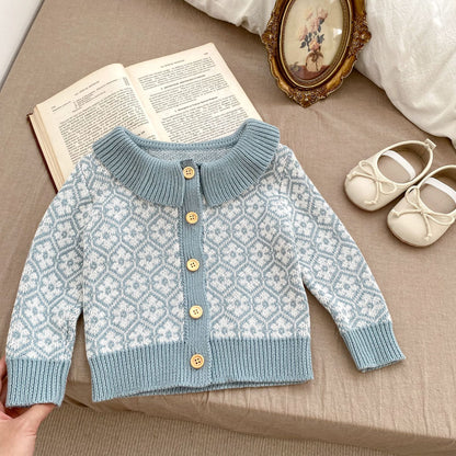 Autumn Floral Pattern Knitted Onesies & Cardigan Sets