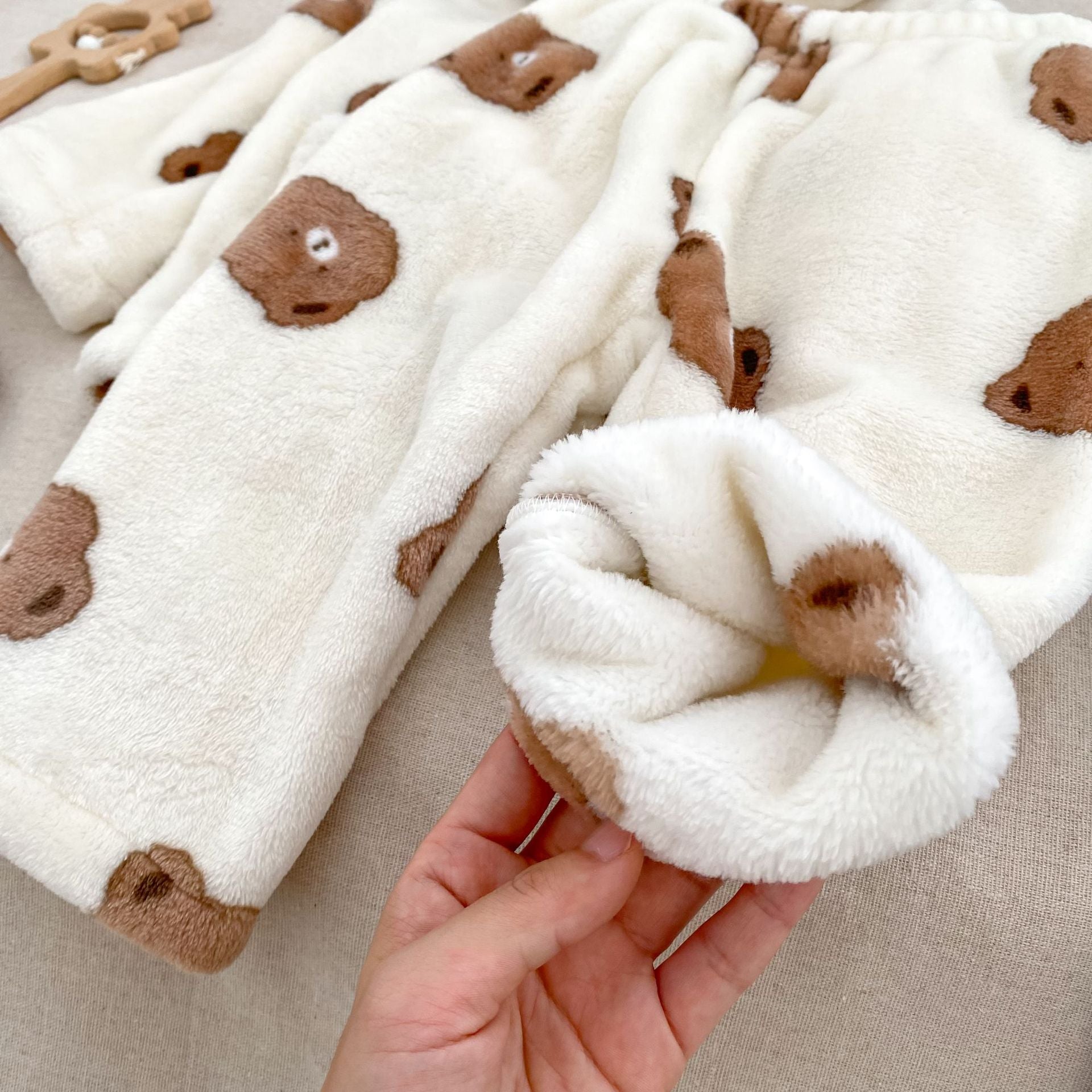 Winter Baby Kids Boys Long Sleeves Cute Teddy Bear Pattern Top and Pants Fluffy Warm Pajamas Clothing Set, MyKids-USA®, Baby & Toddler Sleepwear, MyKids-USA -  -  -  -  -  -  - 