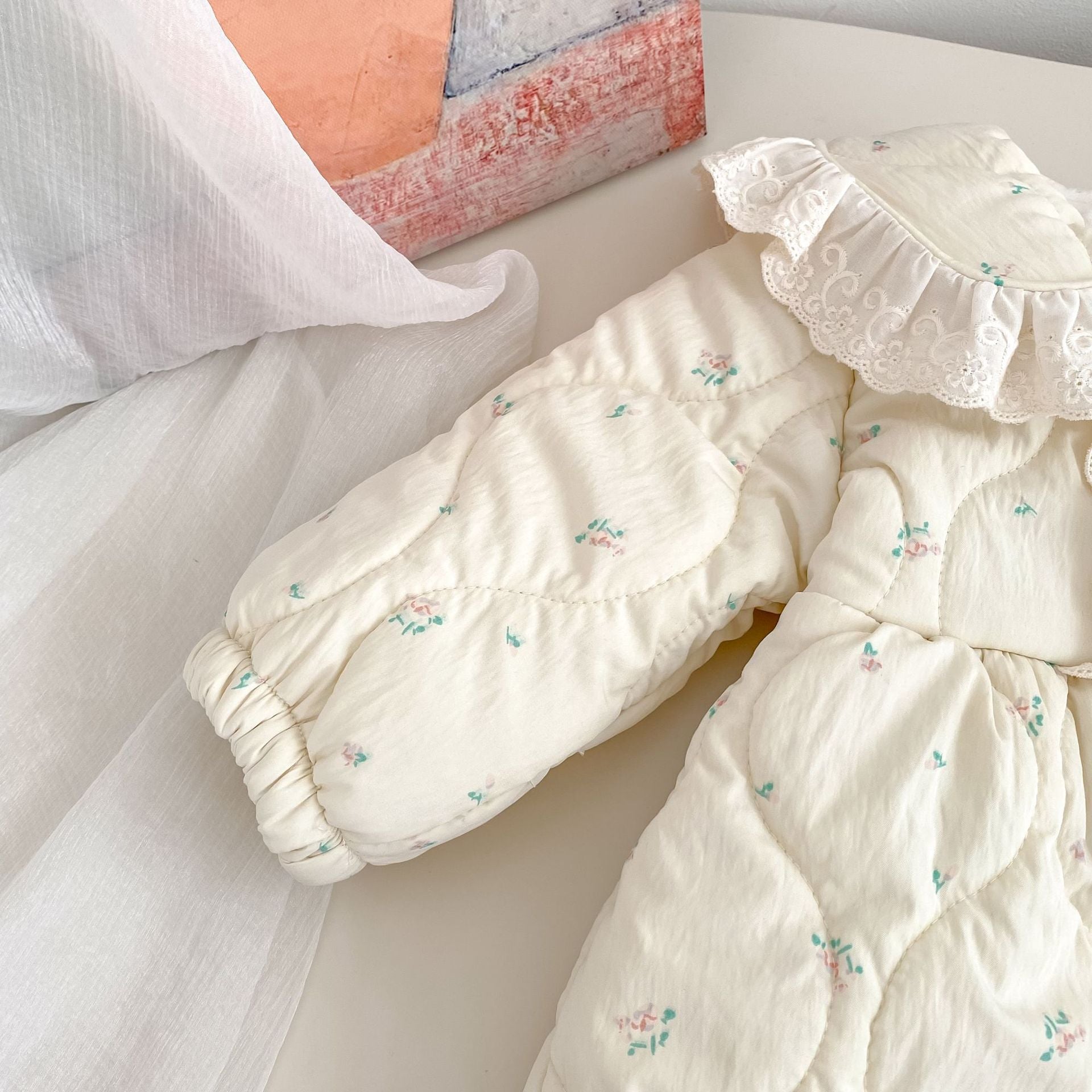 Winter Arrival Baby Girls Long Sleeves Floral Pattern Fleece-Lined Warm Rompers, MyKids-USA®, Baby One-Pieces, MyKids-USA -  -  -  -  -  -  - 