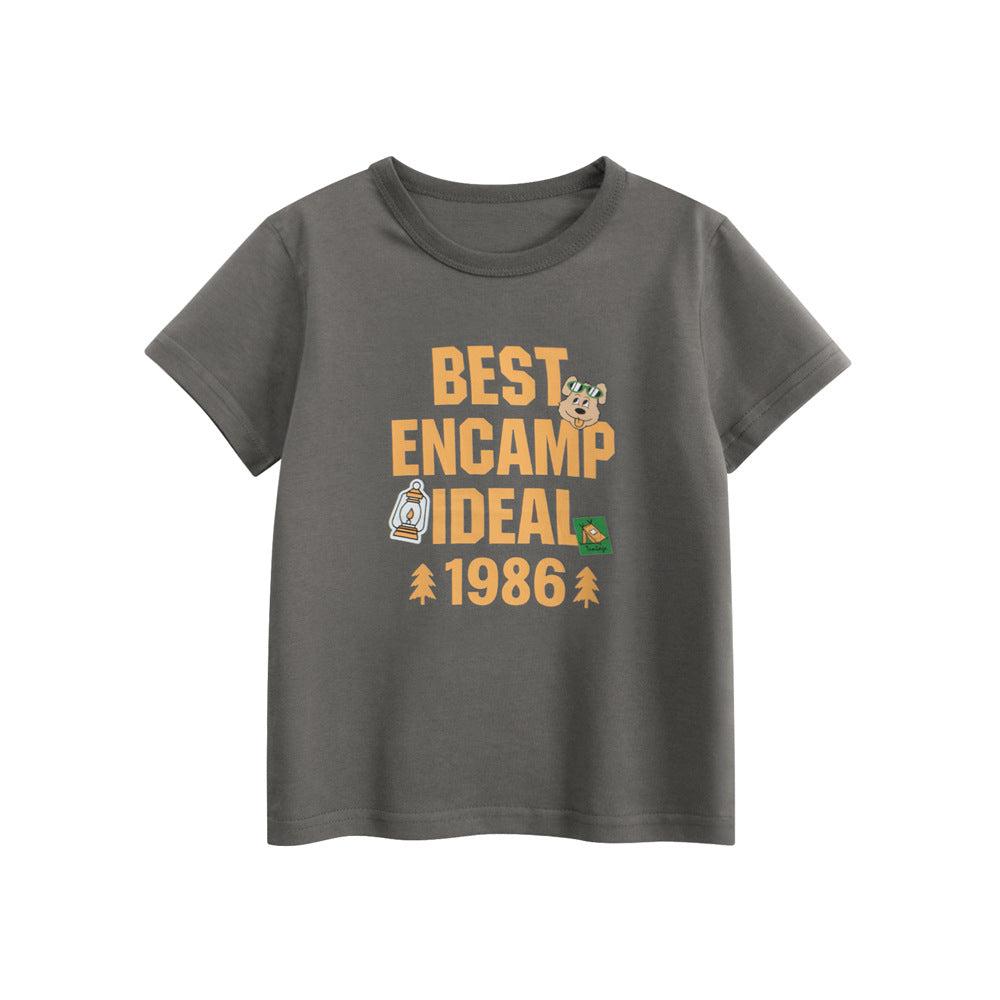 Summer Boys’ Cartoon and Letters Pattern T-shirt in European and American Style, MyKids-USA®, Baby & Toddler Tops, MyKids-USA - Size/Age - 90 (12-24M) - Color - Grey -  -  - TR2505202141-A