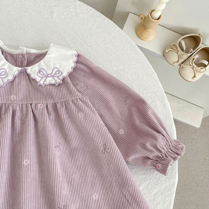 MyKids-USA® Autumn Embroidery Pattern Baby Kids Girls Princess Long Sleeves Dress
