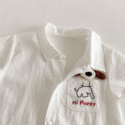 Summer Arrival Baby Boys Short Sleeves Single Breasted Letters and Cartoon Pattern Rompers, MyKids-USA®, Baby One-Pieces, MyKids-USA -  -  -  -  -  -  - .