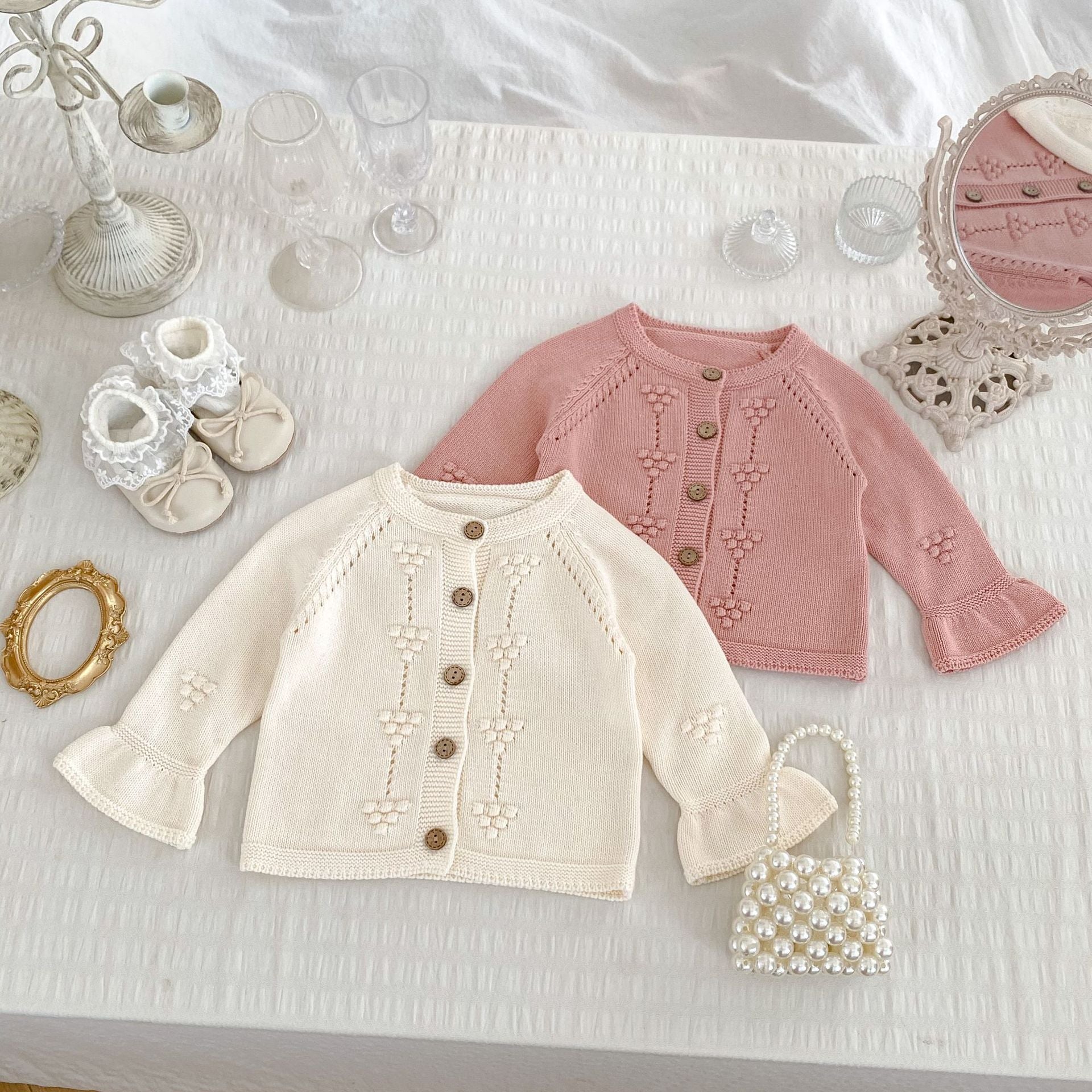 Autumn Arrival Baby Kids Girls Comfortable Solid Color Jacquard Pattern Knitted Long Sleeves Cardigan, MyKids-USA®, Baby & Toddler Outerwear, MyKids-USA -  -  -  -  -  -  - 