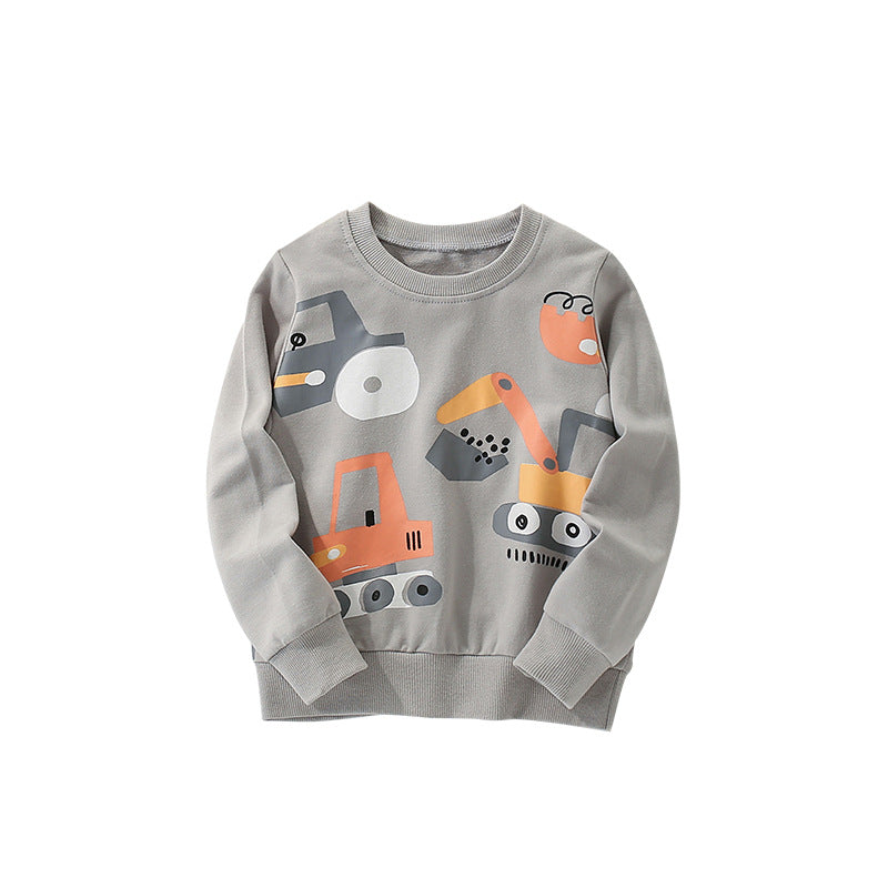Autumn and Spring Arrival Cartoon Pattern Long Sleeves Pullover for Boys, MyKids-USA®, Sweaters, MyKids-USA - Size/Age - 100 (2-3Y) - Color - Grey -  -  - TR2509122255-A