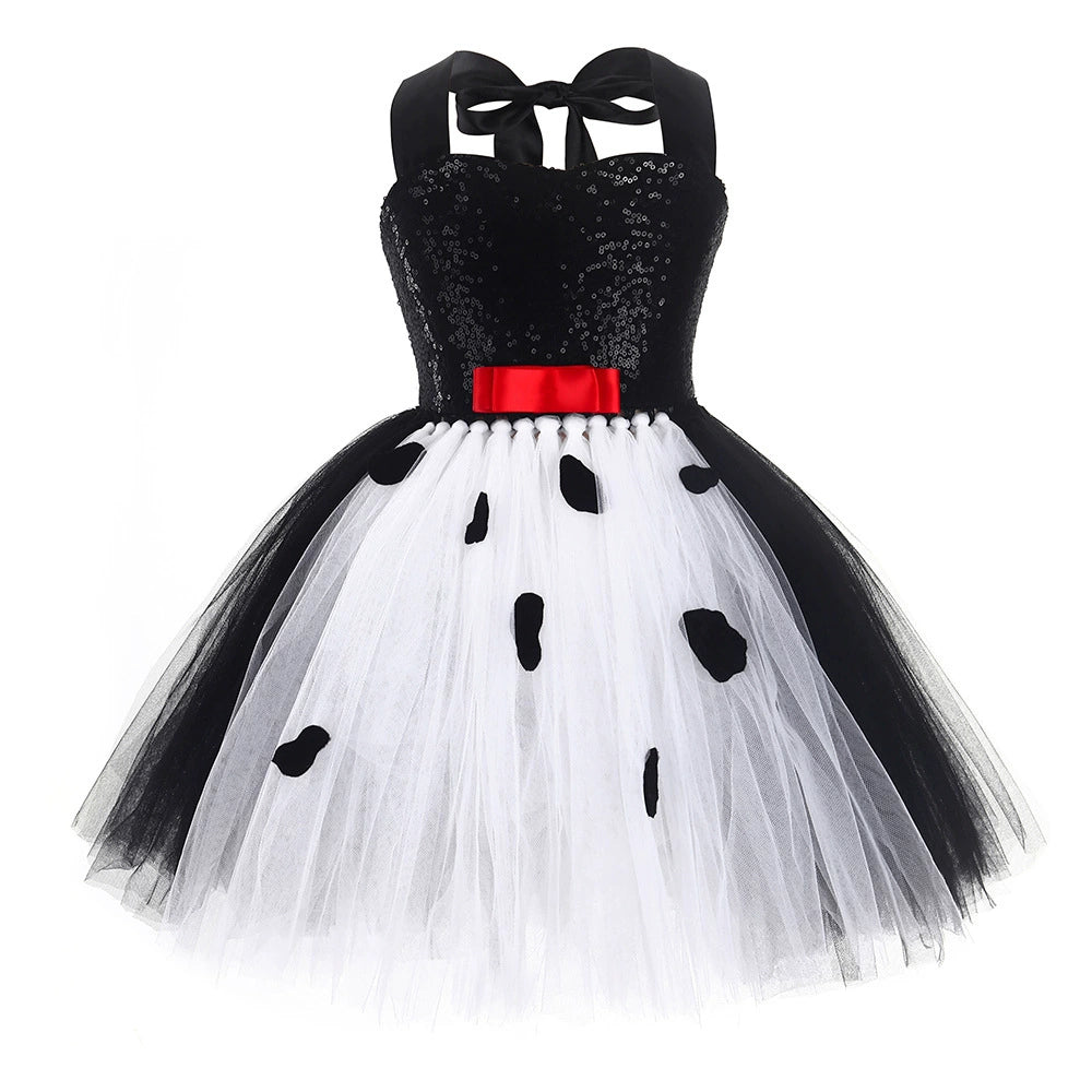 Arrival Girls’ Cruella-Inspired Halloween Costume – Black and White Devil Witch Tutu Dress Set for Cosplay, MyKids-USA®, Costume Sets, MyKids-USA -  -  -  -  -  -  - .