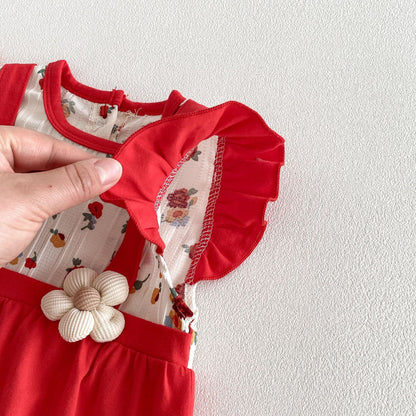 Summer Arrival Baby Girls Fly Sleeves Flowers Pattern Color Patchwork Bodysuit, MyKids-USA®, Bodysuits, MyKids-USA -  -  -  -  -  -  - .