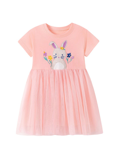 Summer Arrival Rabbit Cartoon Pattern Short Sleeves Dress for Stylish Girls, MyKids-USA®, Baby & Children's Dresses, MyKids-USA -  -  -  -  -  -  - .