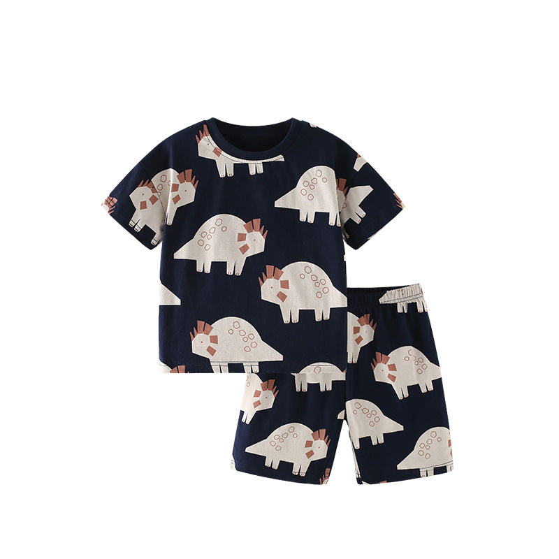 Summer Baby Kids Cartoon Dinosaurs Pattern T-shirt and Shorts Casual Clothing Set for Boys, MyKids-USA®, Baby & Toddler Outfits, MyKids-USA - Size/Age - 120 (5-7Y) - Color - Black -  -  - TR2506282228-A