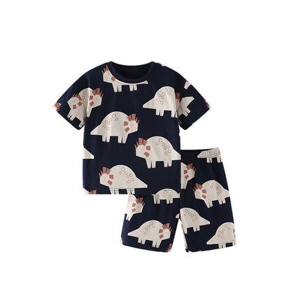 Summer Baby Kids Cartoon Dinosaurs Pattern T-shirt and Shorts Casual Clothing Set for Boys, MyKids-USA®, Baby & Toddler Outfits, MyKids-USA - Size/Age - 120 (5-7Y) - Color - Black -  -  - TR2506282228-A