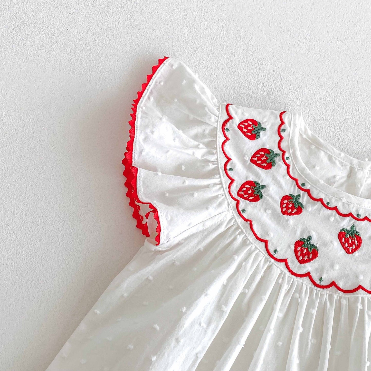 Summer Arrival Baby Girls Cute Fly Sleeves Strawberry Pattern Embroidered Onesies, MyKids-USA®, Baby One-Pieces, MyKids-USA -  -  -  -  -  -  - 