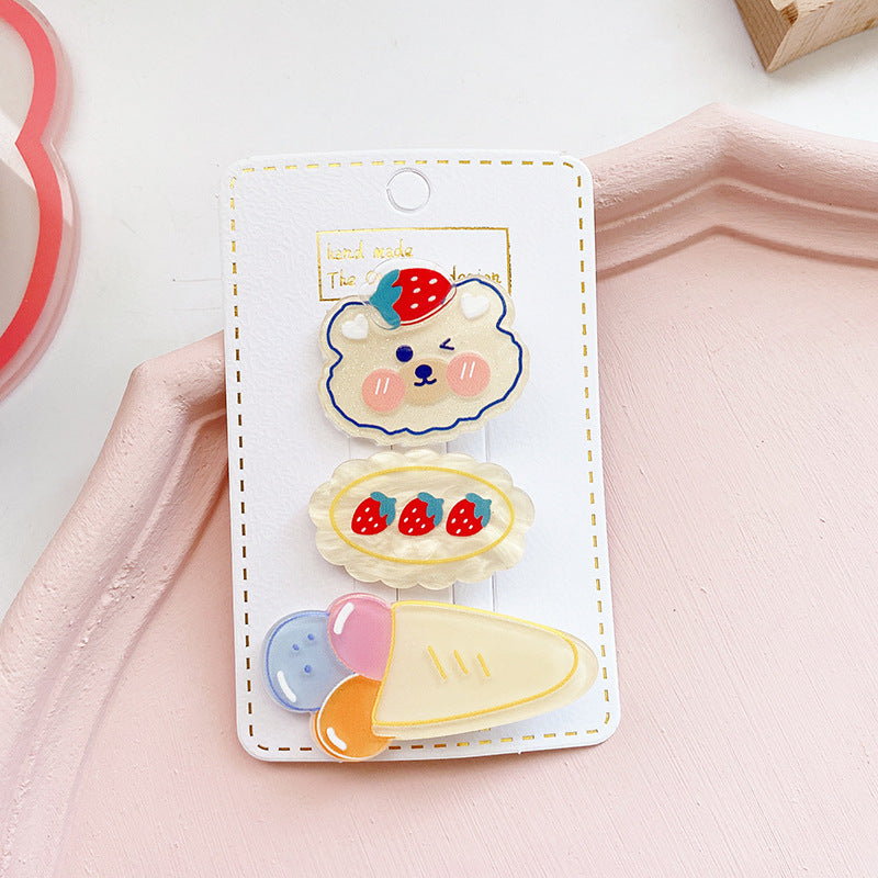 Children’s Cute Acrylic Small Animal Girl Heart Side Hairpin Hair Clips, MyKids-USA®, Hair Pins, Claws & Clips, MyKids-USA - Size/Age - Average Size (0-12Y） - Color - Beige -  -  - JM2211262005-A