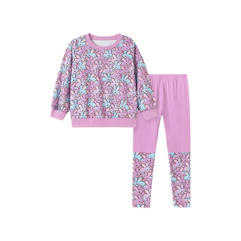 Spring and Autumn Girls Flowers and Cartoon Pattern Long Sleeves Top and Pants Clothing Set, MyKids-USA®, Baby & Toddler Outfits, MyKids-USA - Size/Age - 90 (12-24M) - Color - Pink -  -  - TR2510192228-A