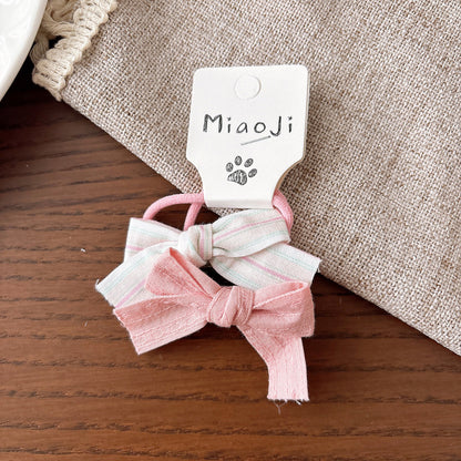 Collection of 2 Versatile Cute Shape Decorated Striped Hair Ties and Hair Clips, MyKids-USA®, Ponytail Holders, MyKids-USA - Size/Age - Average Size (0-12Y） - Color - Pink -  -  - TR2602262005-C.