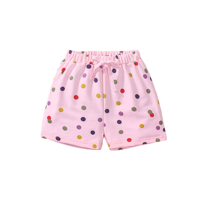 Summer Arrival Baby Kids Girls Cotton Casual Style Colorful Polka Dots Pattern Shorts