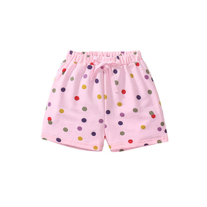 Summer Arrival Baby Kids Girls Cotton Casual Style Colorful Polka Dots Pattern Shorts