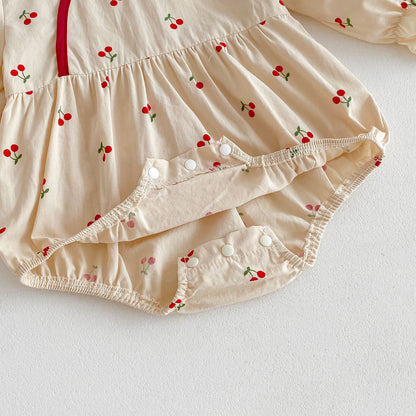 Spring Arrival Baby Cherry Print Long Sleeves Onesie For Girls, MyKids-USA®, Baby One-Pieces, MyKids-USA -  -  -  -  -  -  - 