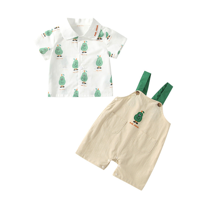 Summer Baby Kids Cartoon Fruits Pattern Short Sleeves Top Shirt and Overalls Clothing Set, MyKids-USA®, Baby & Toddler Outfits, MyKids-USA -  -  -  -  -  -  - 