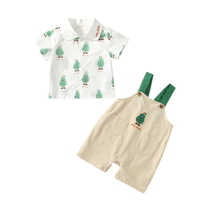 Summer Baby Kids Cartoon Fruits Pattern Short Sleeves Top Shirt and Overalls Clothing Set, MyKids-USA®, Baby & Toddler Outfits, MyKids-USA -  -  -  -  -  -  - 